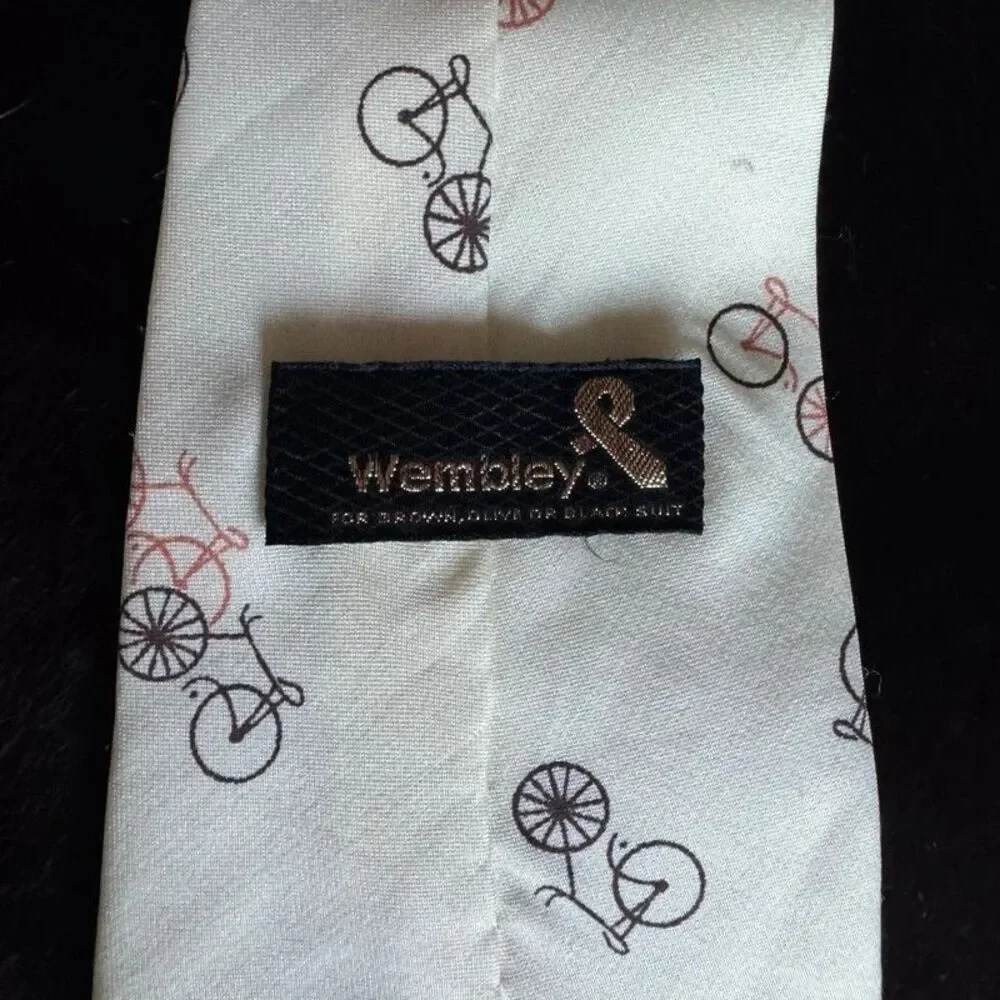 Wembley's Bicycle Tie Ivory Orange Black Novelty Bike Cancer Ribbon